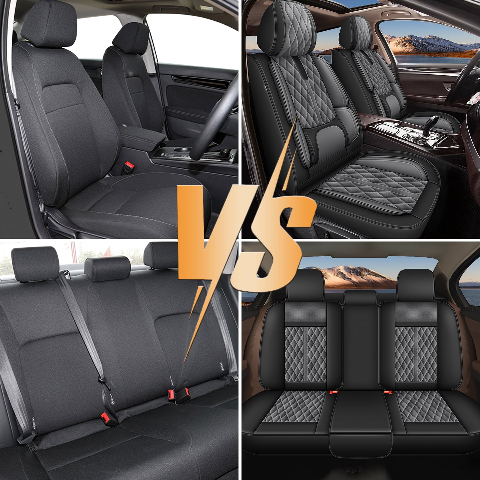 LAONNVIR 2 Front Car Seat Covers Fit for Toyota RAV4 2013-2024 2025 Front Set Leather Seat Cushion Airbag Compatible Automative Seat Cover Protector Grey,Front Set(2 Seat)