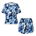 thumbnail image 4 of Naloa Evil Eye Women's Short-Sleeved Pajama Set, Loungewear, Summer pajamas, Breathable Cozy - Medium, 4 of 9