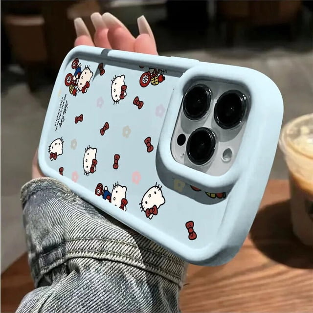 NEW Sanrio Hello Kitty Bicycle Cartoon Phone Case For iPhone 15 14 13 12 11 Pro Max 12 13 Pro 15 Plus XR XS Max Anti Fall Lovely RJ