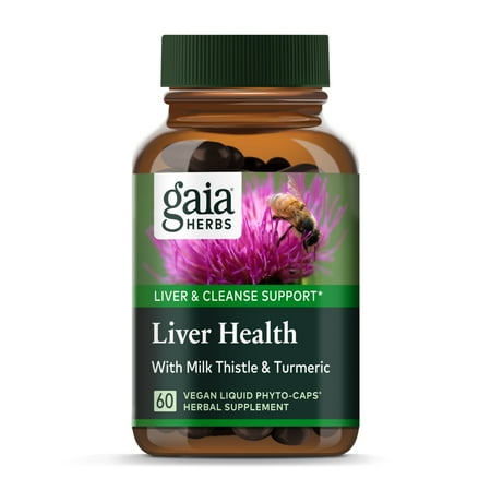 Gaia Herbs Liver Health - Liver Supplement with Milk Thistle, Turmeric Root, Schisandra & Licorice Root for Liver & Cleanse Support* - 60 Vegan Liquid Phyto-Capsules (30-Day Supply)