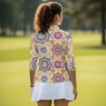 thumbnail image 5 of Uorisanigo Colorful Mandala Women's 3/4 Sleeve Athletic Golf Shirts Fashionable Comfortable Women's Dry-Fit Golf Polo Shirts Relaxed Tennis Tops Comfortable Outing Wear Size M, 5 of 7