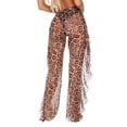 thumbnail image 4 of KOMOO Women Sheer Stretch Pants Leopard Serpentine High Waist Tight Trousers Side Tassel Pants, 4 of 4