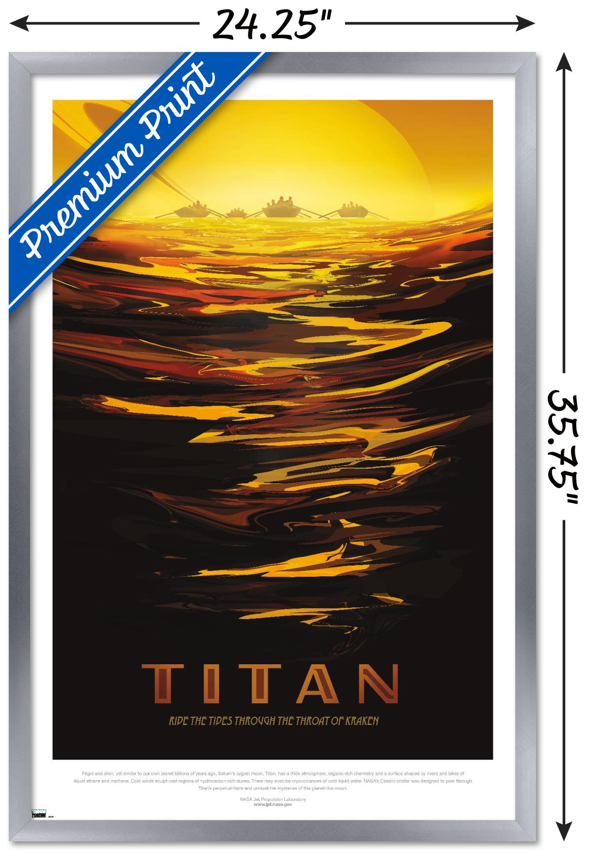 NASA - Titan Travel Poster Wall Poster, 22.375" x 34" Framed