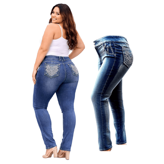 Jack David Plus Size Women's Stretch Premium Blue Denim Jeans Skinny Pants