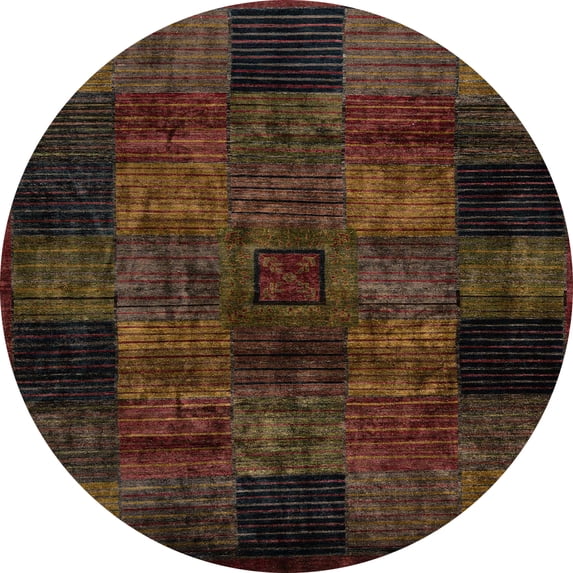 Ahgly Company Indoor Round Abstract Red Oriental Area Rugs, 6' Round