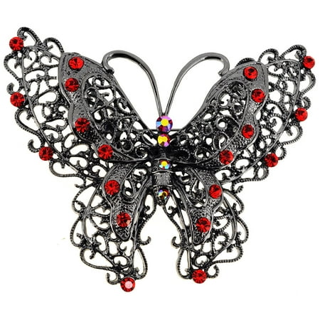 - Antique Style Large Ruby Butterfly Pin Brooch
