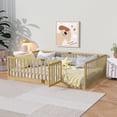 thumbnail image 2 of Sesslife Full Size Floor Bed with High Fence & Door, Wood Toddler Bed with Salts and 21.5” Safety Guardrails, Montessori Floor Bed, Full Bed Frame for Kids Boys Girls, No Box Spring Needed, Natural, 2 of 10