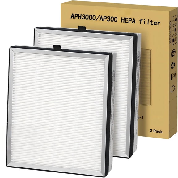 HEPA Replacement Filters for APH3000/AP300 Air Purifier, 2 Pack, H13 True HEPA & Activated Carbon Filter, 99.97% Captures Smoke, Odors, Dust, Pet Dander & Airborne Particles for Home Air Purification