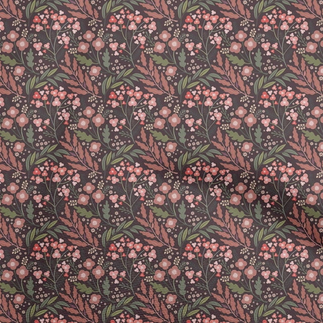 oneOone Polyester Spandex Brown Fabric Florals Craft Projects Decor Fabric Printed By The Yard 56 Inch Wide
