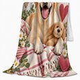 thumbnail image 2 of Golden Labrador Puppy Farmhouse Floral Hearts, Festive Pet Portrait Pattern, Warm Flannel Blanket for Ranch House and Living Room, Dog Lovers Just Because Gift, Pet Lover Home Decor, 2 of 9