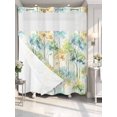 thumbnail image 2 of No Hook Shower Curtain with Snap-in Liner, Watercolor Forest Colorful Waterproof Fabric Bathroom Curtains, Abstract Art Modern Trees Bath Curtains & Mesh Top Window 66"x72", 2 of 9