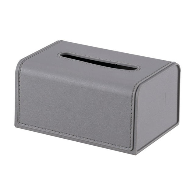 Funda de piel sintética para caja de pañuelos, dispensador de pañuelos, soporte para pañuelos, almacenamiento decorativo Gris