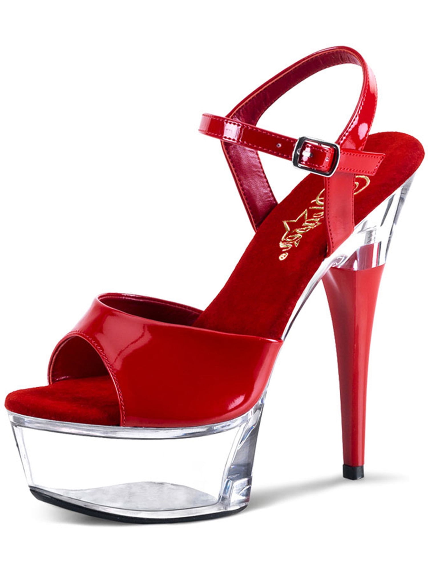 red and silver high heels