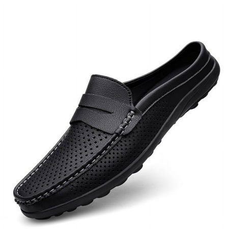 

Men s Loafers Shoes Solid Color Perforated Vegan Leather Penny Half Loafers Shoes Flexible Anti-Slip Flat Heel Classic Walking Slip-ons