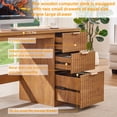 thumbnail image 5 of Fluted Executive Desk, 48" Modern Wood Office Desk with File Drawer & Metal Handles, Home Writing Study Computer Table for Work Study, Tea Brown, 5 of 9