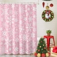 thumbnail image 5 of Shower Curtain 48"W x 72"L Winter Abstract Snowflake Pink Texture Fabric Shower Curtains Set with Hooks Water Repellent Bathroom Curtains Machine Washable Bathroom Accessories, 5 of 9