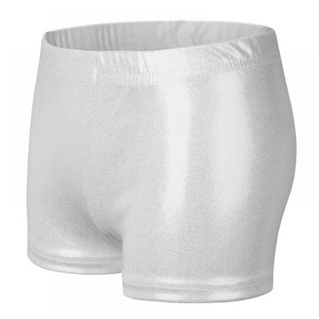 

Baywell Girls Dance Short Gymnastics Athletic Shorts Sparkle Glitter Tumbling Bottoms Silver