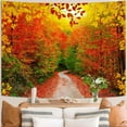 thumbnail image 2 of Autumn Forest Tapestry Nature Fall Tree Thanksgiving Tapestry for Bedroom Aesthetic Autumn Path Yellow Red Fallen Leaves Landscape Tapestries Wall Hanging for Living Room Dorm 60 x 40 Inch, 2 of 6