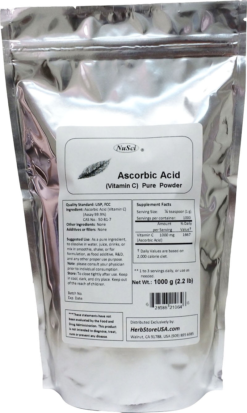 Nusci Pure Vitamin C Ascorbic Acid Powder 1000 Grams 22 Lb Walmartcom
