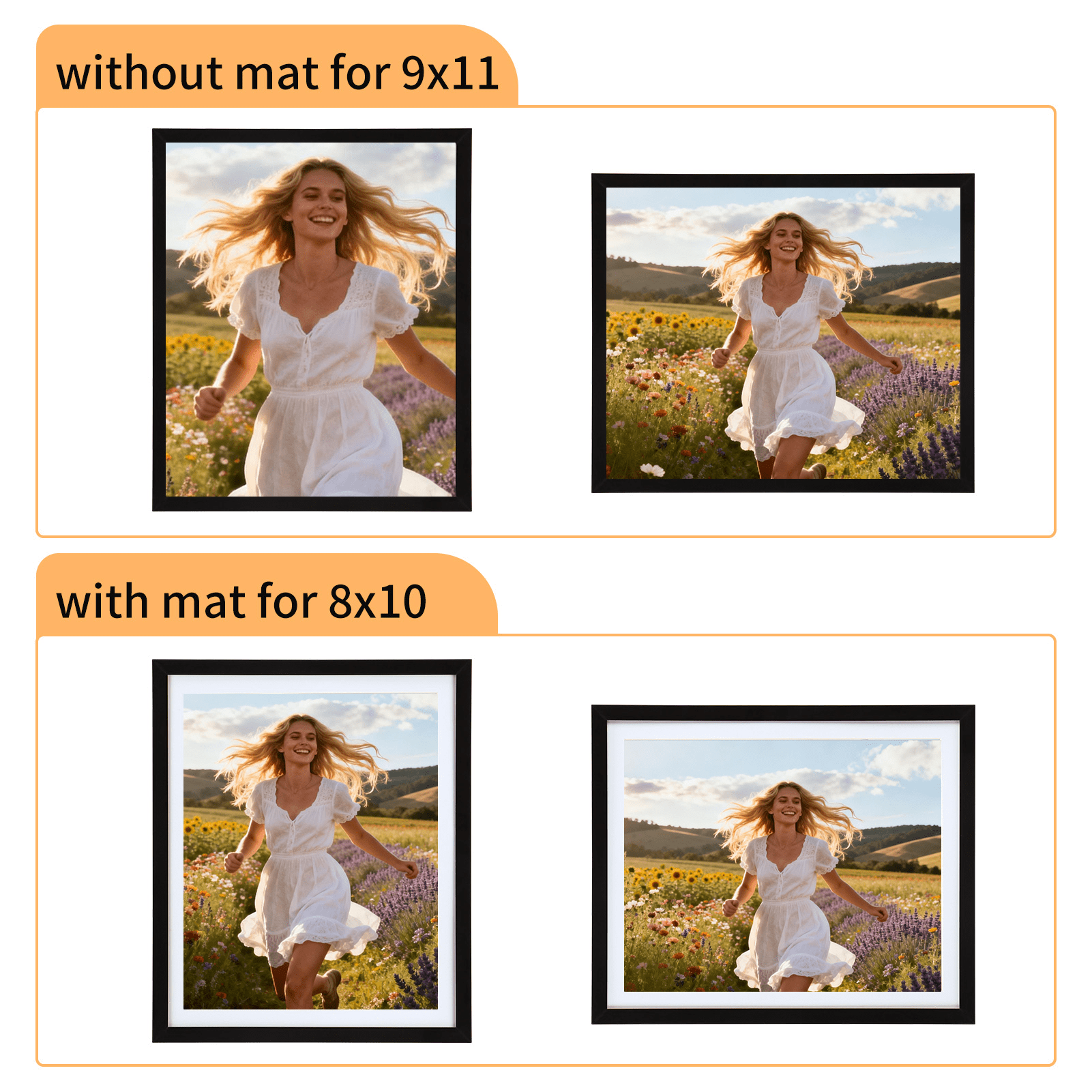 10 Pack 9x11 Black Picture Frame with 8x10 Opening