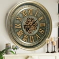 thumbnail image 5 of THE GEARS CLOCK Wall Clock with Real Moving Gears IR-LI_ 32 in Round BRASS-ANTIQUE, 5 of 11