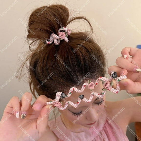 1 pcs Sweet and cute telephone wire hair band - new high-end hair band for spring and summer - ball head ornaments