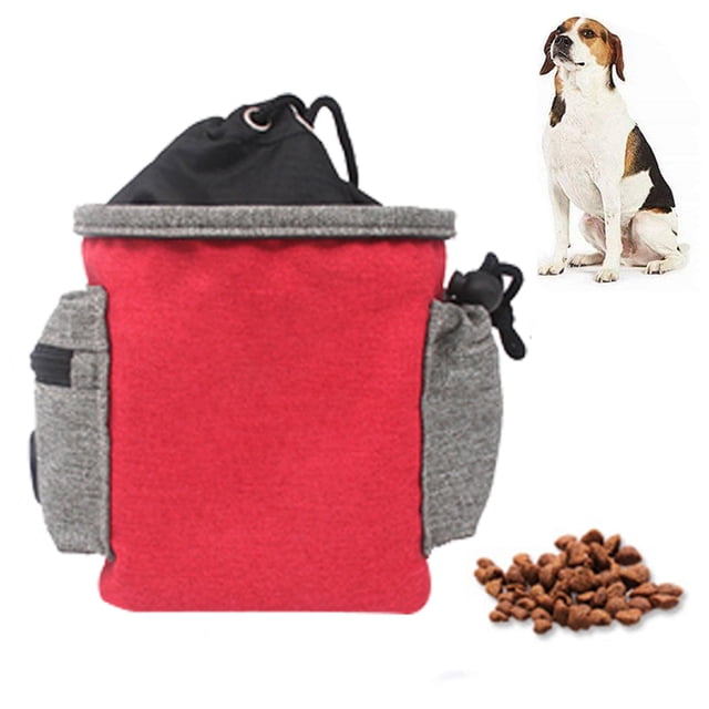Bolsa de golosinas para perros, bolsa de golosinas para perros pequeños y grandes, lleva fácilmente juguetes para mascotas, croquetas, golosinas, dispensador de bolsas para excrementos integrado
