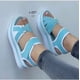 thumbnail image 1 of Sandalias de plataforma de talla grande para mujer, sandalias de playa planas con velcro para mujer, 1 of 5