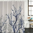 thumbnail image 2 of Blue Tree Bathroom Shower Curtains with 12 Hooks Polyester Waterproof Shower Curtain for Stalls and Bathtubs Retro Farmhouse Botanical Branches Bird Decorative Bathroom Privacy Curtain 66x72 Inches, 2 of 9