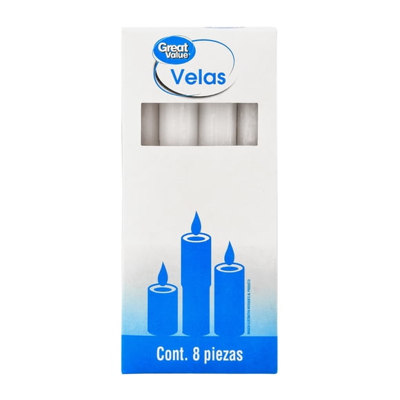 Velas Great Value 8 pzas