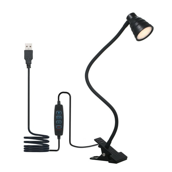 Lámpara de Mesa Con Clip Pequeño de 24 Led, 3 Temperaturas de Color, Atenuación de 10 Pasos, Negro Tomshine Lámpara de escritorio