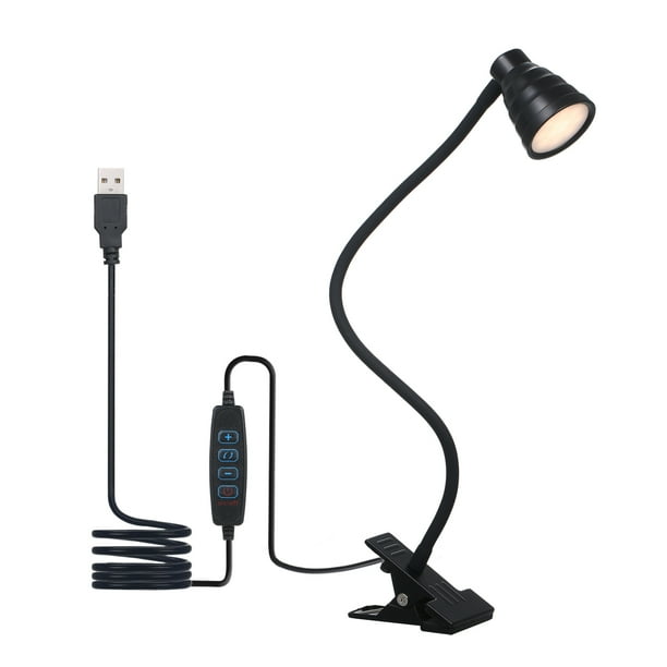Lámpara de Mesa Con Clip Pequeño de 24 Led, 3 Temperaturas de Color, Atenuación de 10 Pasos, Negro Tomshine Lámpara de escritorio