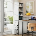 thumbnail image 6 of 70" Tall Display Storage Cabinet, Narrow Wood Pantry Cabinet with Shelves,3 Side Drawers,Adjustable Shelves, Modern Bookshelf for Living Room, Kitchen, 6 of 9