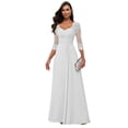 thumbnail image 1 of Vestido Loyeloy de encaje blanco para madre de la novia con mangas, 1 of 7
