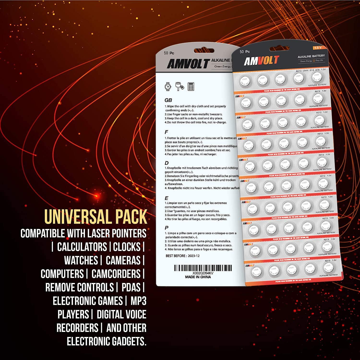 Amvolt 50 Pack Lr44 Ag13 Sr44 357 303 Lr44g Battery Ultra Power Premium Alkaline 1 5 Volt Non Rechargeable Round Button Cell Batteries For Watches Clocks Electronic Devices 23 Exp Date Walmart Com Walmart Com Amvolt 50 Pack Lr44 Ag13 Sr44 357 303 Lr44g Battery Ultra Power Premium Alkaline 1 5 Volt Non Rechargeable Round Button Cell Batteries For Watches Clocks Electronic Devices 23 Exp Date Walmart Com Walmart Com