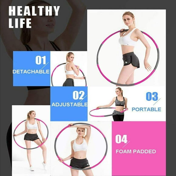 Hula Hoop Weighted Hula Hoops for Exercise Hula Hoops for Adults Lose Weight Fast by Fun Way to Workout, Adjustable Design Weighted Hoola Hoop, 8 Detachable Sections
