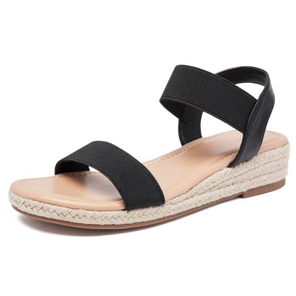 Ataiwee Women's Platform Wedge Heel Sandals - Open-Toe Adjustable Elastic Strappy, lightweight Rubber Sole, Comfortable Insole, Casual Summer Strappy Sandals.