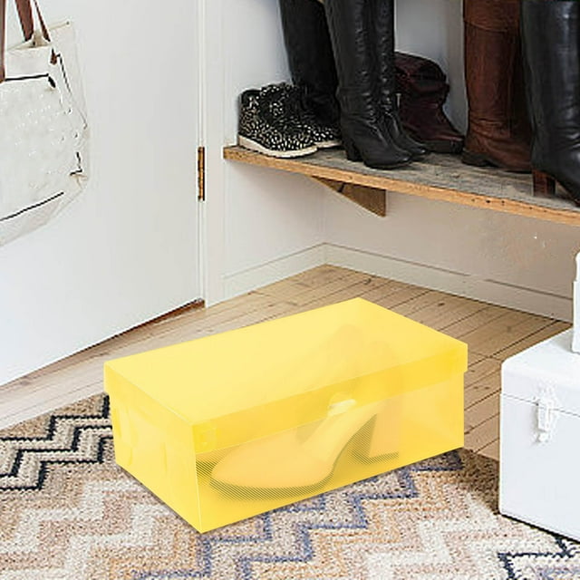 bbymog Shoe Storage Hot-Sell-Foldable--Plastic-Shoe-Boxes--Organizer-Storage-Stackable-Tidy-Box Or Yellow-1