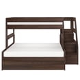 thumbnail image 4 of Modern Farmhouse Twin Over Full Bunk Bed With Staircase and Trundle, Barnwood Brown, 4 of 8