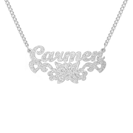 EUEAVAN Steel Personalized Custom Name Frosted Necklace Bling Name Stainless Steel Jewelry