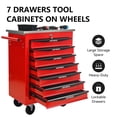 thumbnail image 4 of Noble House 7-Drawer Rolling Tool Organizer Cart, Steel Mobile Chest Storage with Worktop for Garage Workshop, Red, 4 of 13