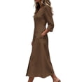 thumbnail image 6 of Edvintorg Midi Dresses for Women Vacation Casual 3/4 Sleeve Button Down Dress Fashion Clothing Womens Sundresses with Pockets, 6 of 7