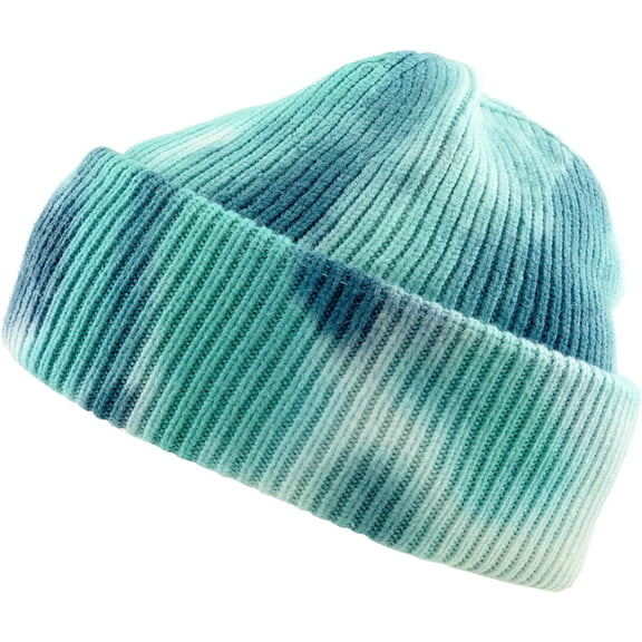 Tie Dye Beanie Thick Cuffed Ribbed Ski Hat Skully Winter Ski Cap