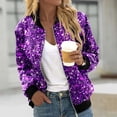thumbnail image 2 of HJYCHN Jacket for Women Casual Print Open Front Long Sleeve Cardigan Jacket Loose Fit Blouse For Daily Wear And Style Womens Coat Purple M, 2 of 5