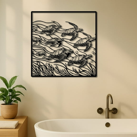 Sea Turtles Metal Wall Art Bathroom Decor