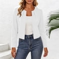 thumbnail image 5 of Vmvidoty Long Sleeve Shrug Top for Women's Collarless Pleated Open Front Cropped Cardigan White L, 5 of 6