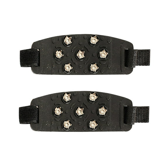 Crampon Traction Cleats with 7 Spikes Adjustable Size for Shoes on Snowy Terrain Silicone and Alloy