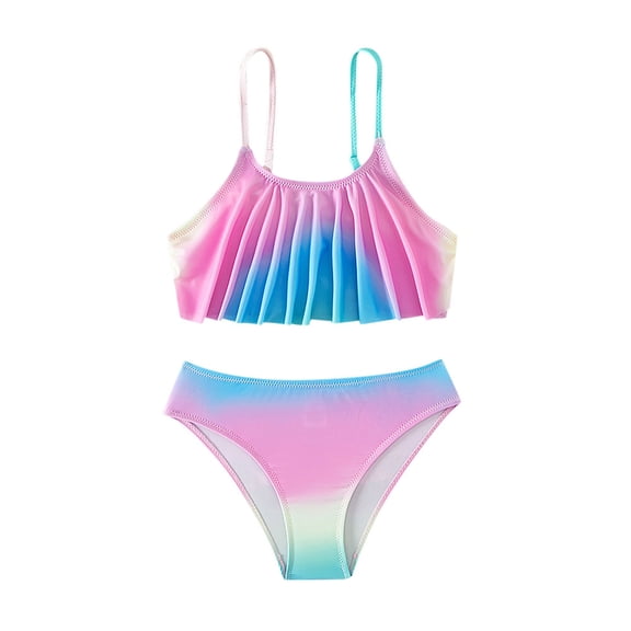 Girls One-Piece Swimsuits One Shoulder Ruffle Swimwear Plaid Bathing Suit Beachwear