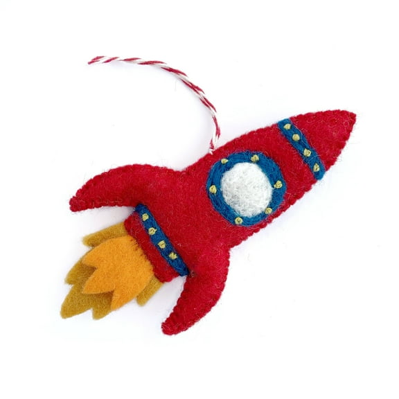 Rocket Ornament - Felt Wool Fair Trade Handmade Christmas Nepal