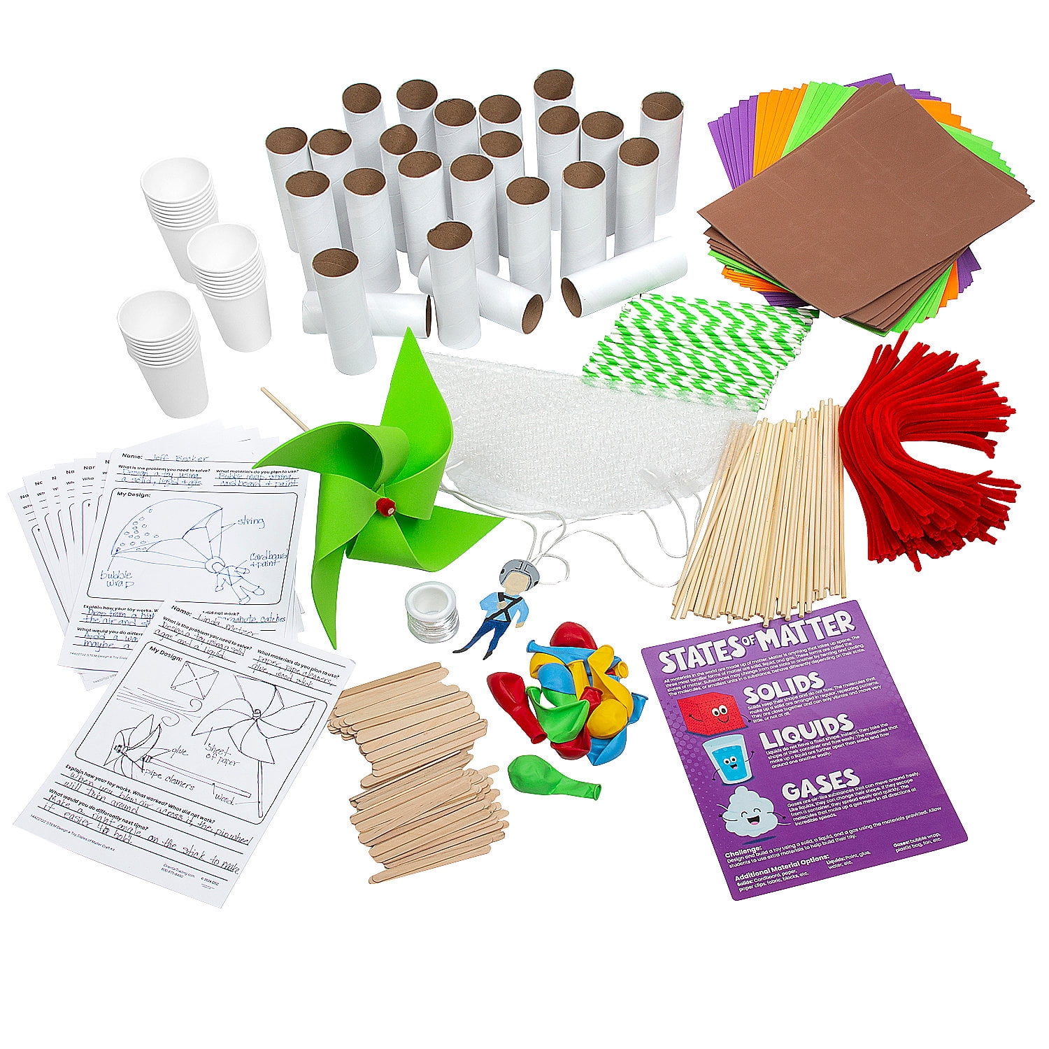 Fun Express STEM Design-a-Toy States of Matter Activity Learning Challenge Craft Kit - Makes 12
